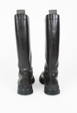 PRADA TALL BROWN LUG SOLE BOOTS