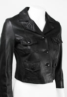 PRADA CROPPED BLACK LEATHER JACKET