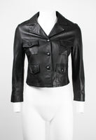 PRADA CROPPED BLACK LEATHER JACKET