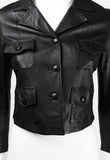 PRADA CROPPED BLACK LEATHER JACKET