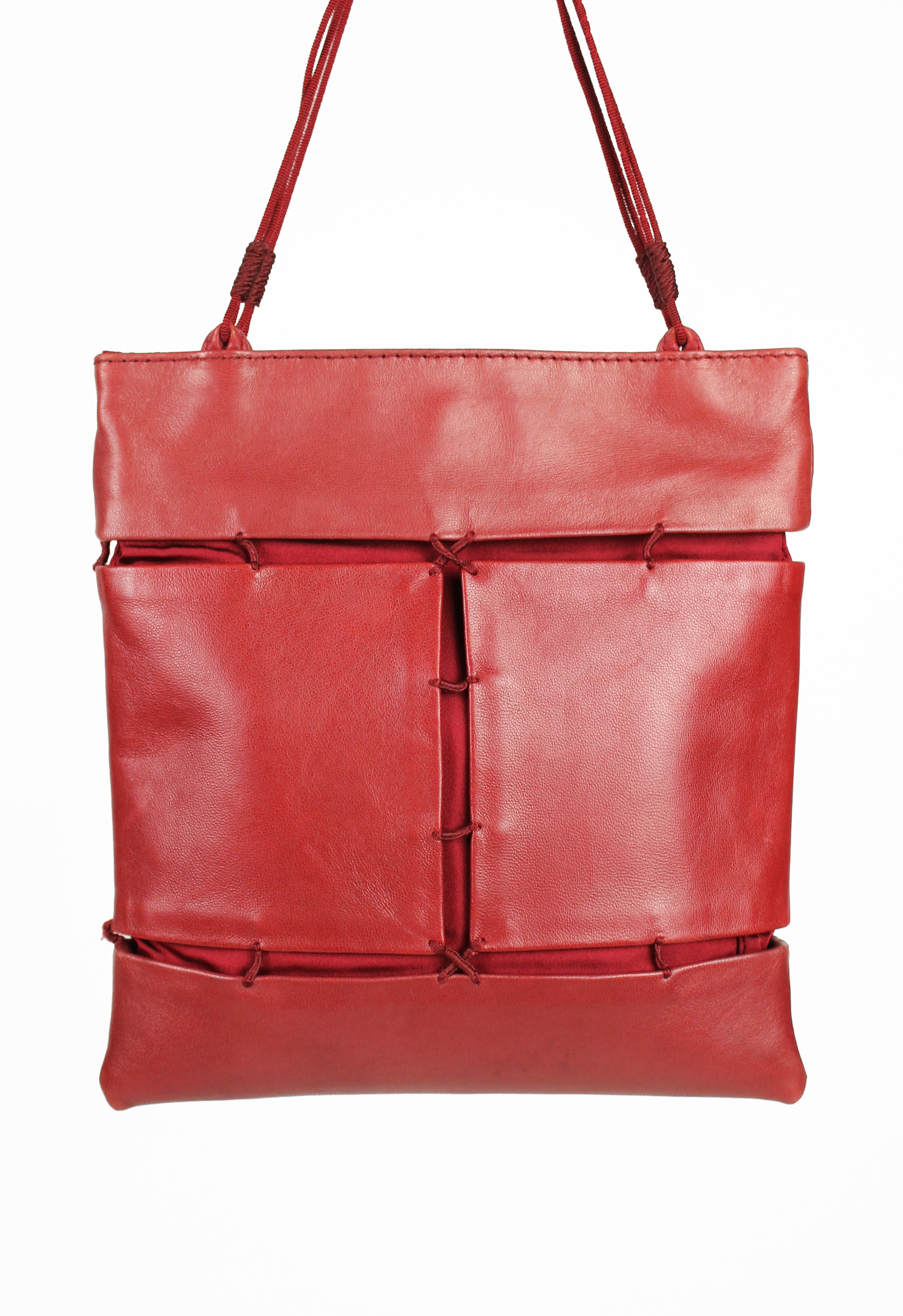 PRADA FW 1998 RED LEATHER SUSPENDED MINI BAG