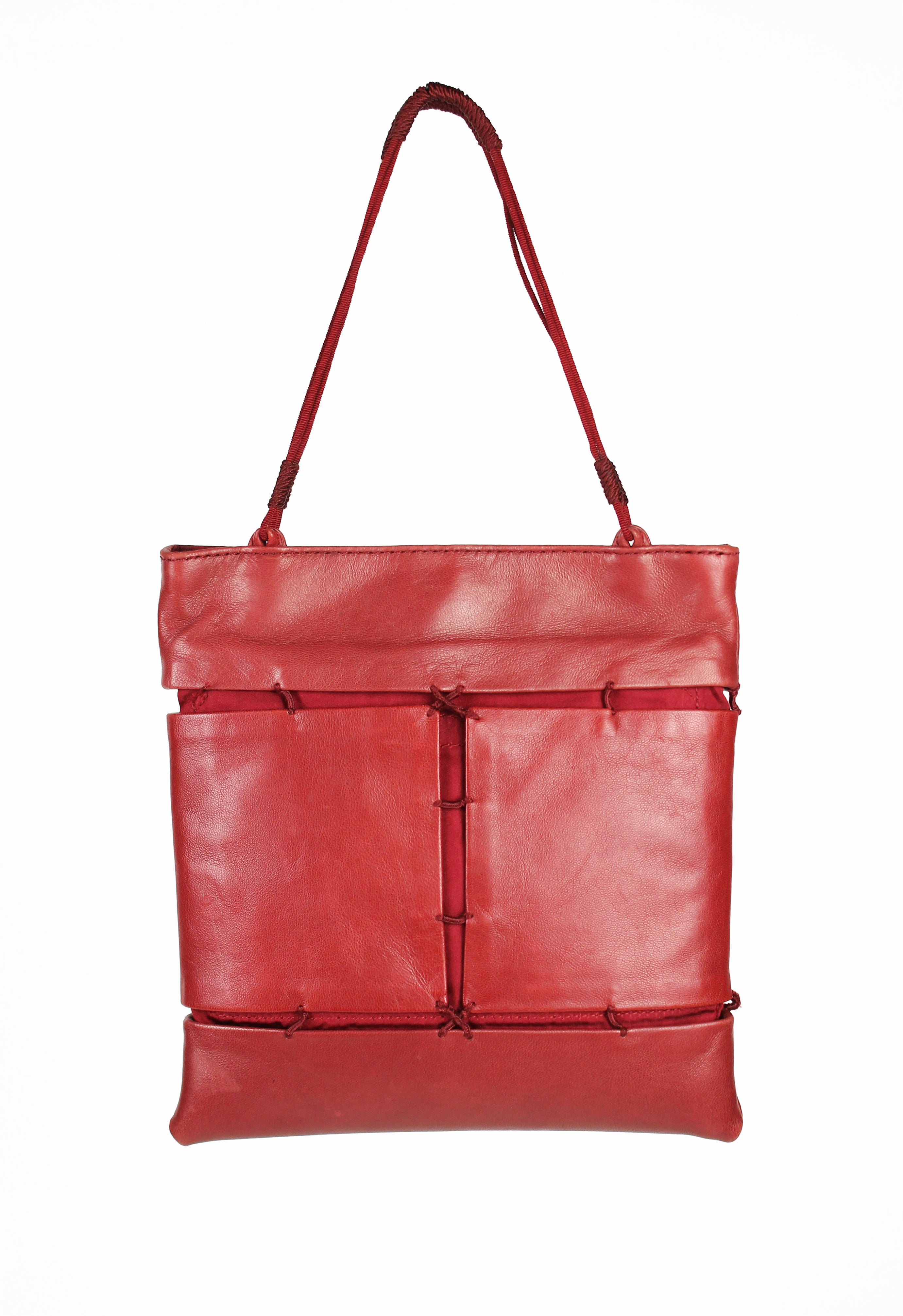 PRADA FW 1998 RED LEATHER SUSPENDED MINI BAG
