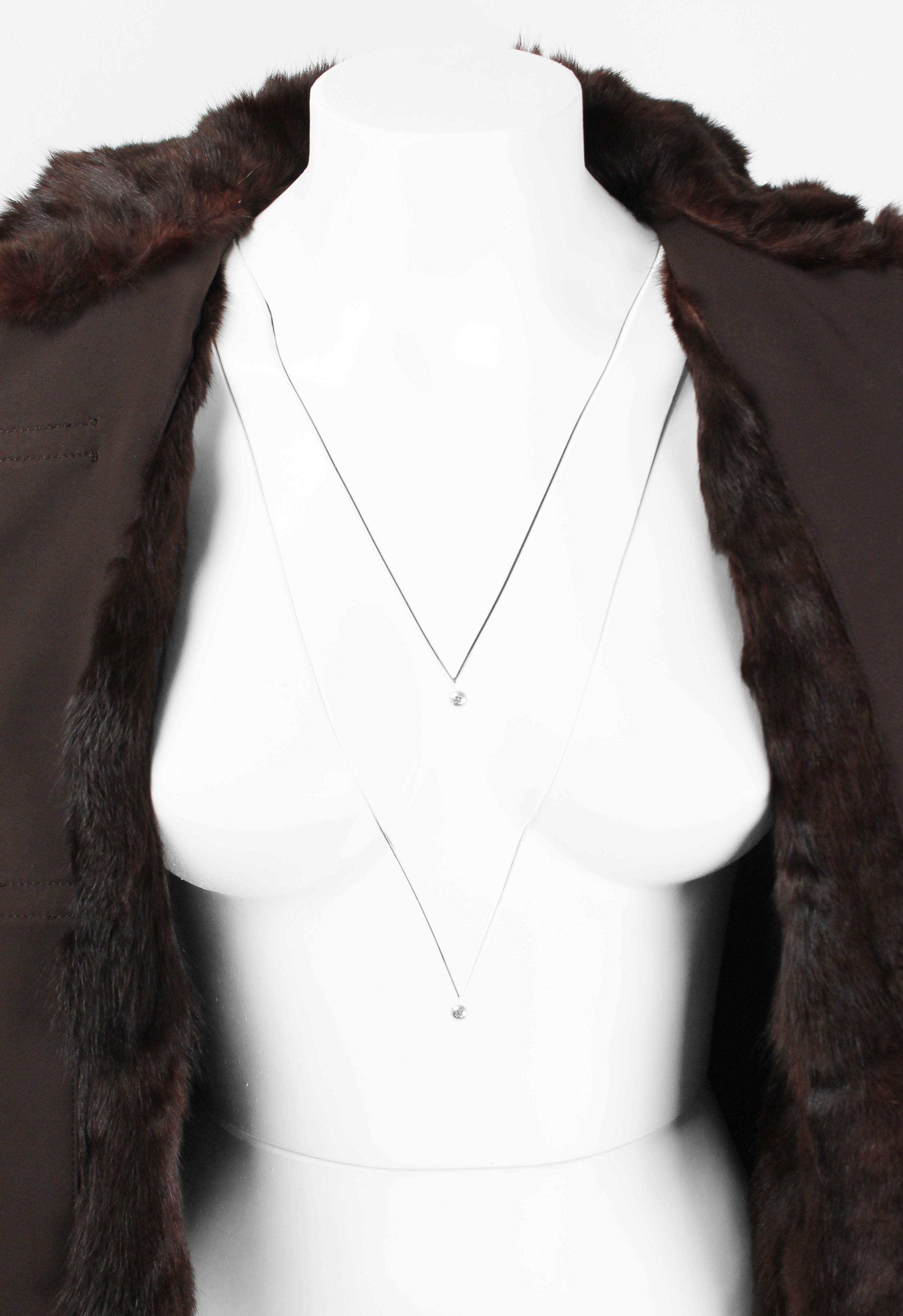 PRADA FW 1999 FUR LINED COAT WITH LEATHER STRAPS