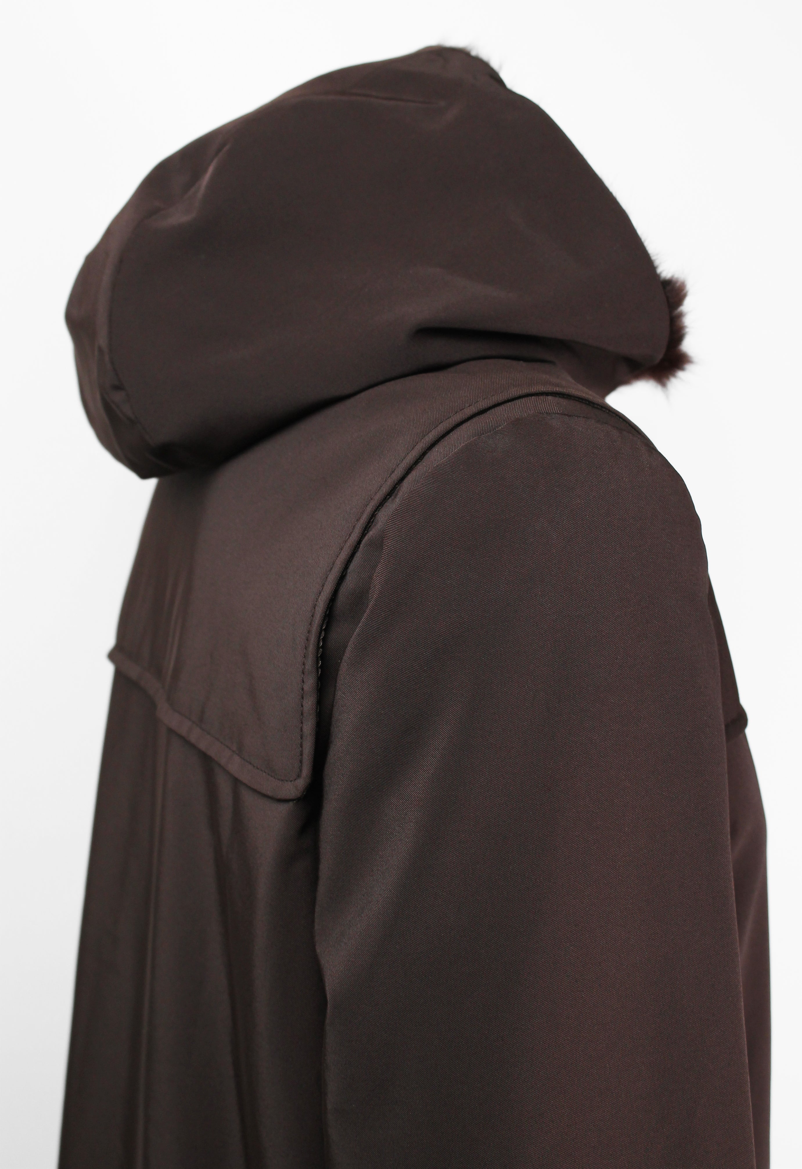 PRADA FW 1999 FUR LINED COAT WITH LEATHER STRAPS