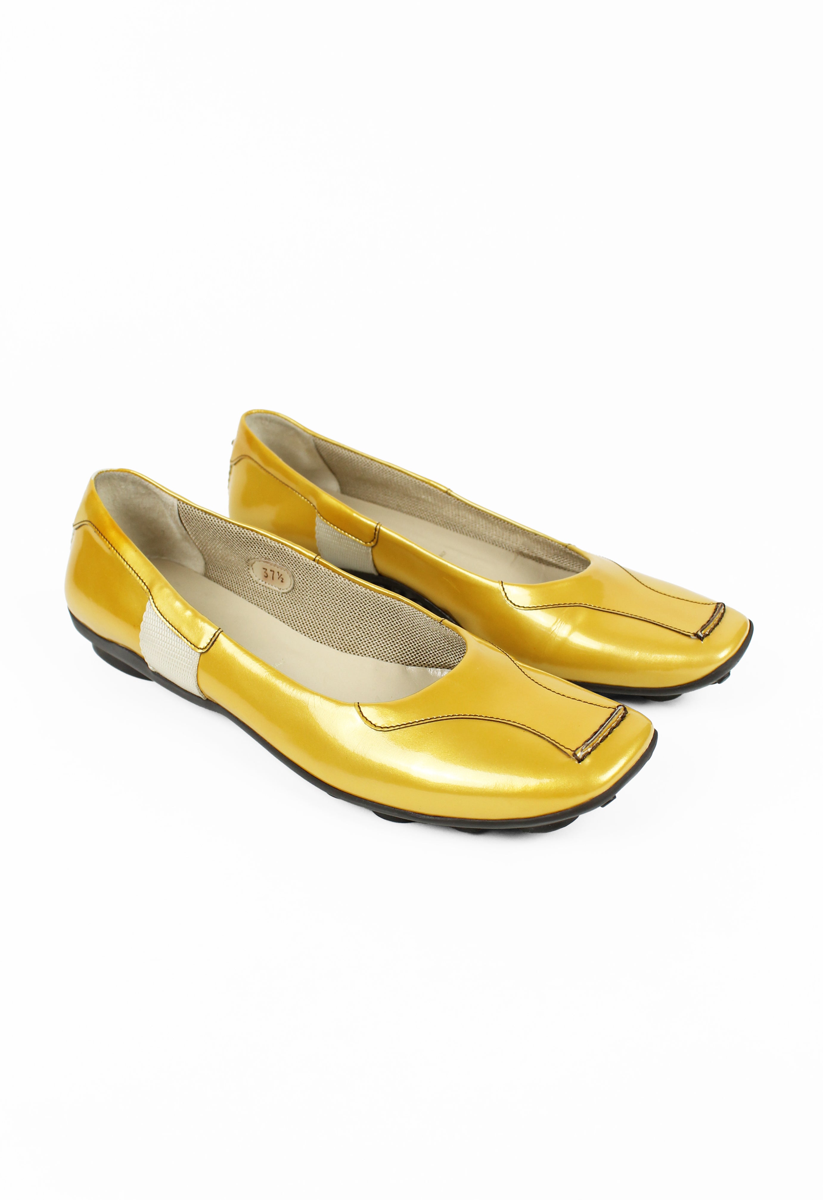 PRADA FW 1999 GOLD PATENT HYBRID BUBBLE SOLE SHOES