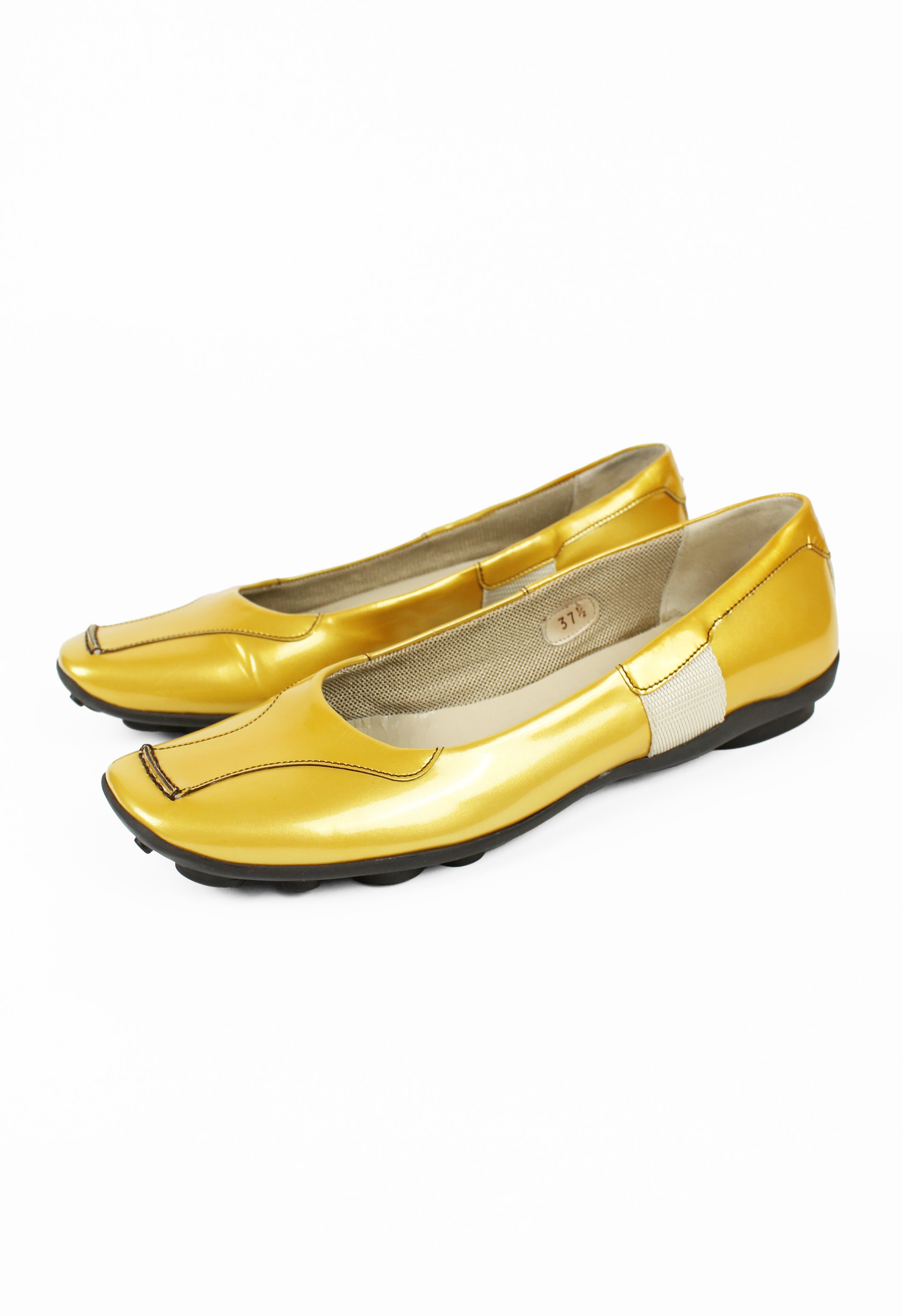 PRADA FW 1999 GOLD PATENT HYBRID BUBBLE SOLE SHOES