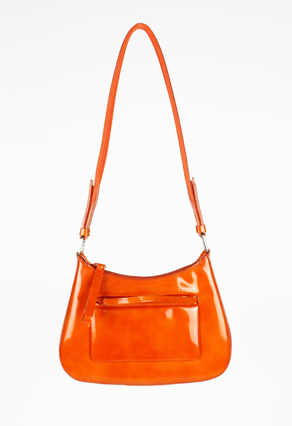 PRADA FW 1999 PATENT ORANGE POCKET SHOULDER BAG