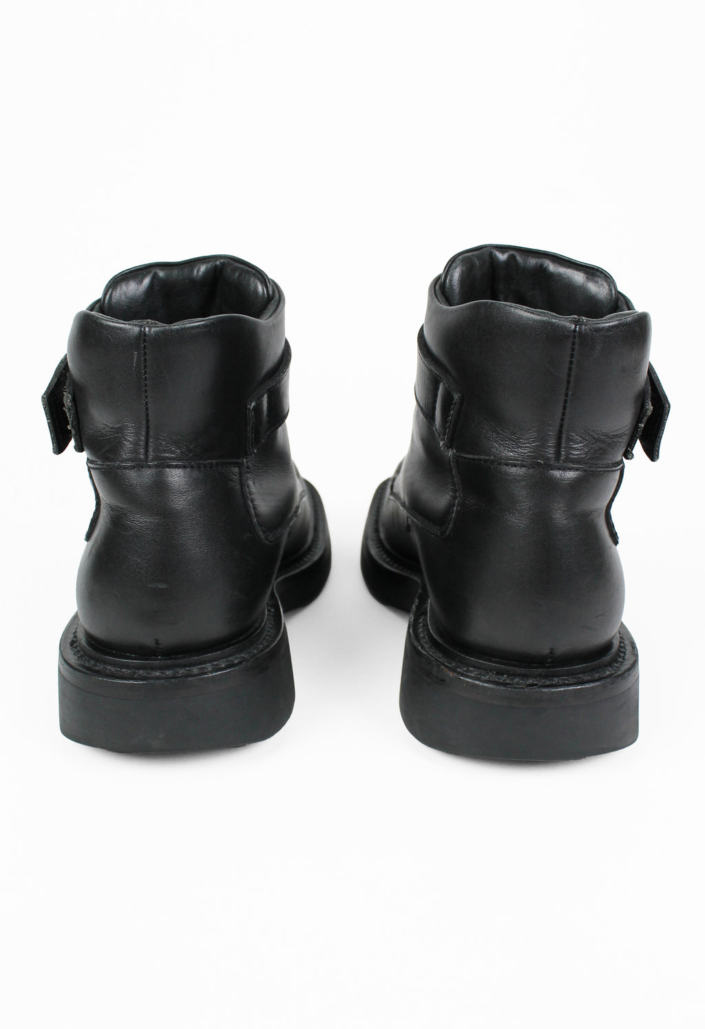 PRADA FW 1999 SQUARE TOE LEATHER STRAP BOOTS