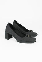 PRADA FW 1999 GREY SQUARE TOE TOGGLE HEELS