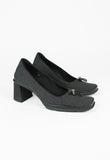 PRADA FW 1999 GREY SQUARE TOE TOGGLE HEELS
