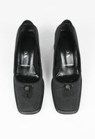 PRADA FW 1999 GREY SQUARE TOE TOGGLE HEELS