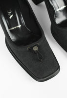 PRADA FW 1999 GREY SQUARE TOE TOGGLE HEELS