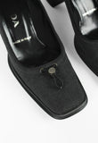 PRADA FW 1999 GREY SQUARE TOE TOGGLE HEELS