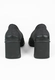 PRADA FW 1999 GREY SQUARE TOE TOGGLE HEELS