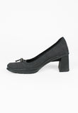 PRADA FW 1999 GREY SQUARE TOE TOGGLE HEELS