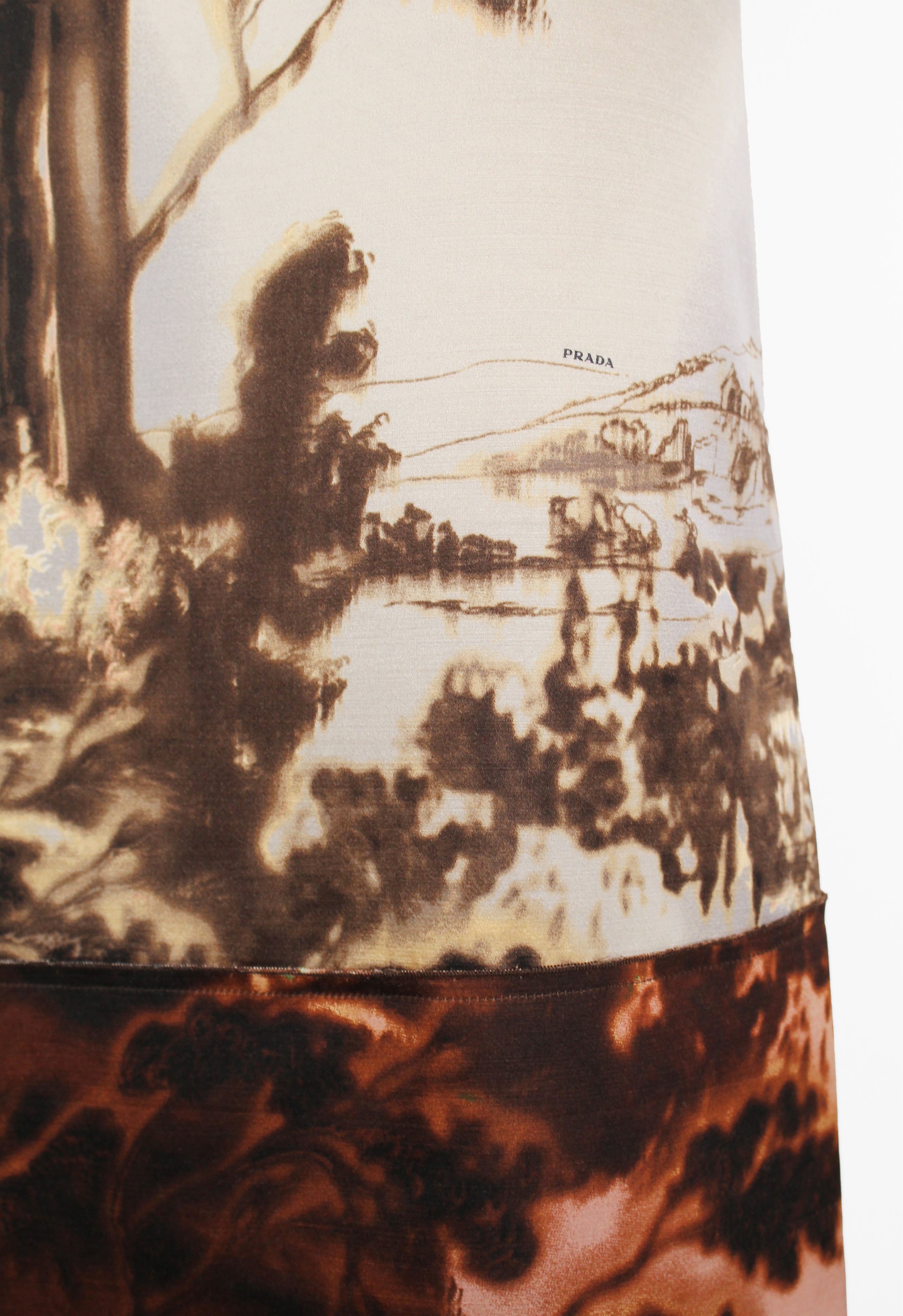 PRADA FW 2004 LANDSCAPE SILK SKIRT