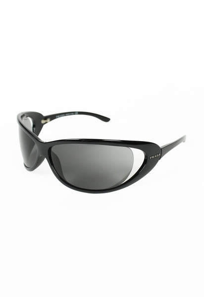 PRADA FW 2004 BLACK OVERSIZED EXTREME WRAPAROUND SUNGLASSES