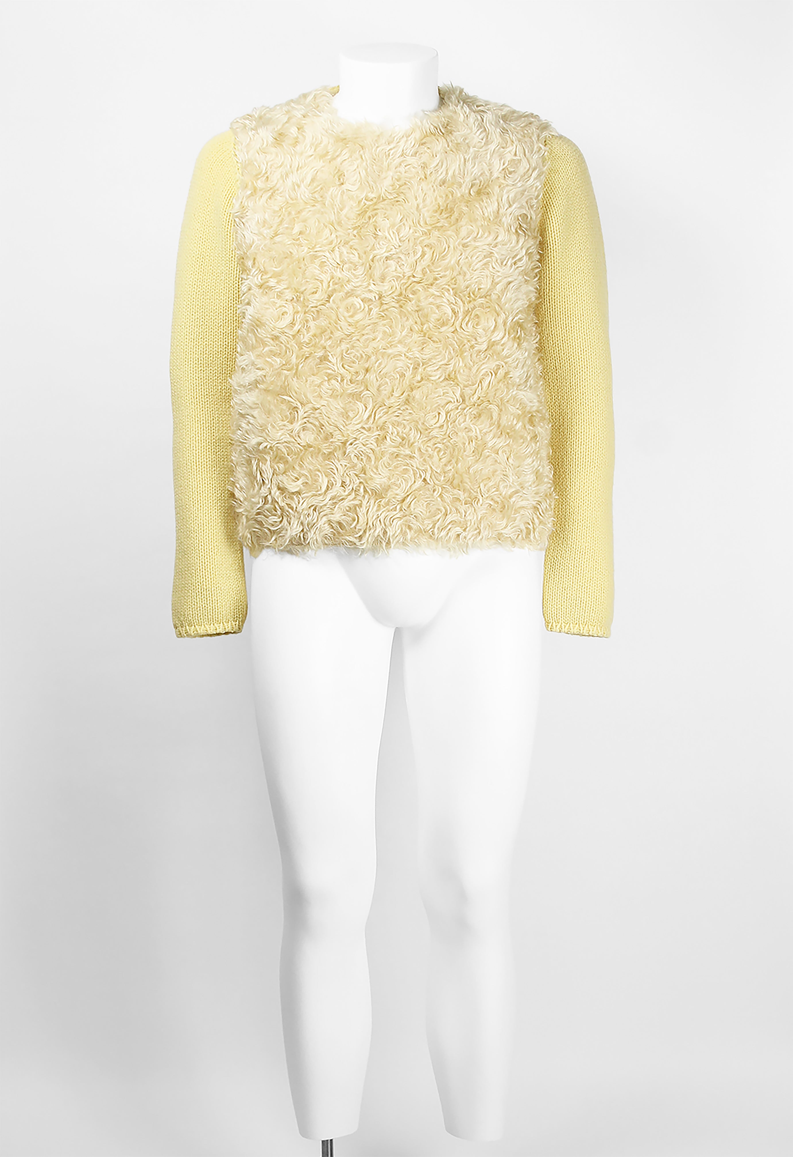 PRADA FW 2007 YELLOW FAUX FUR MOHAIR JUMPER