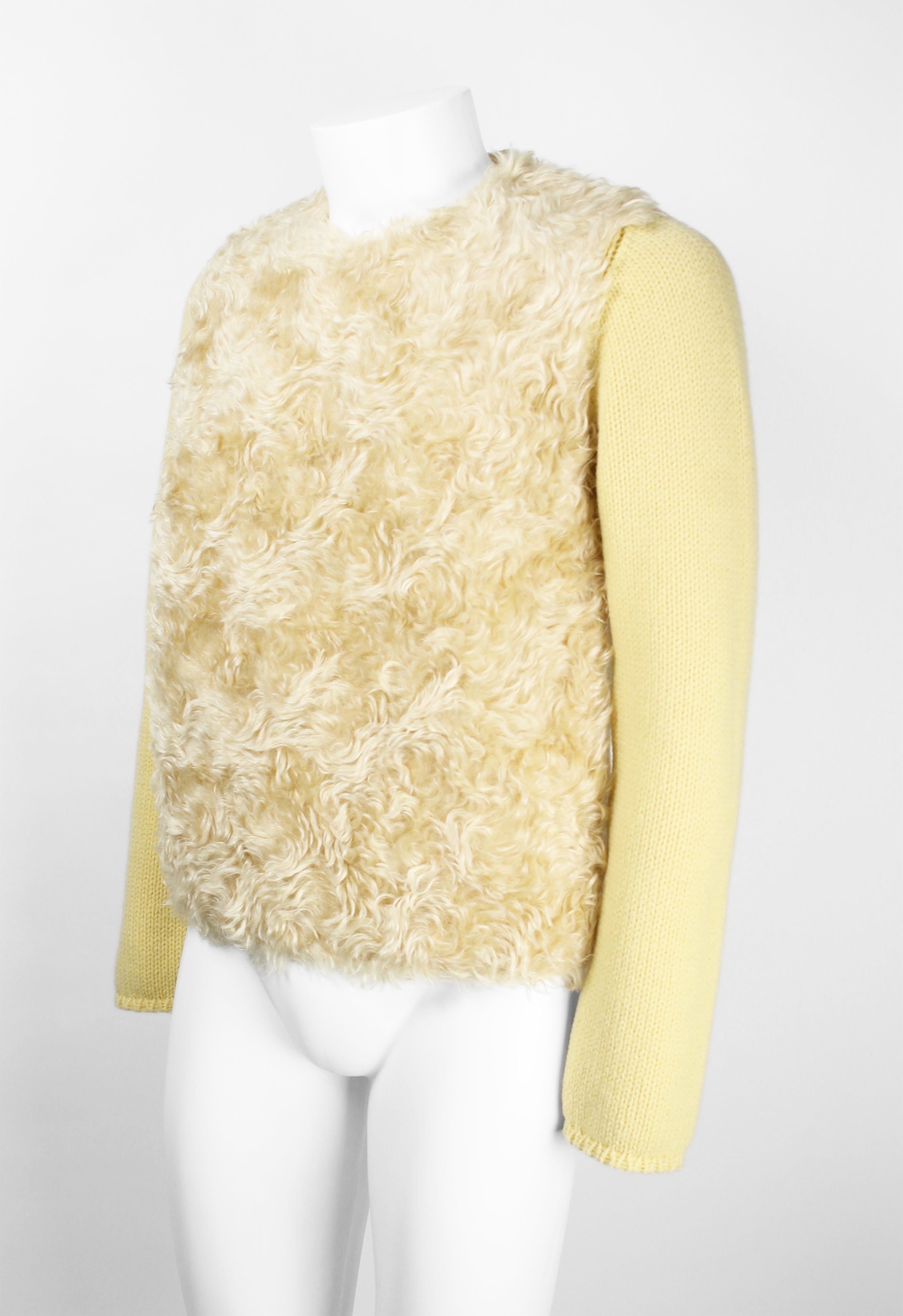 PRADA FW 2007 YELLOW FAUX FUR MOHAIR JUMPER