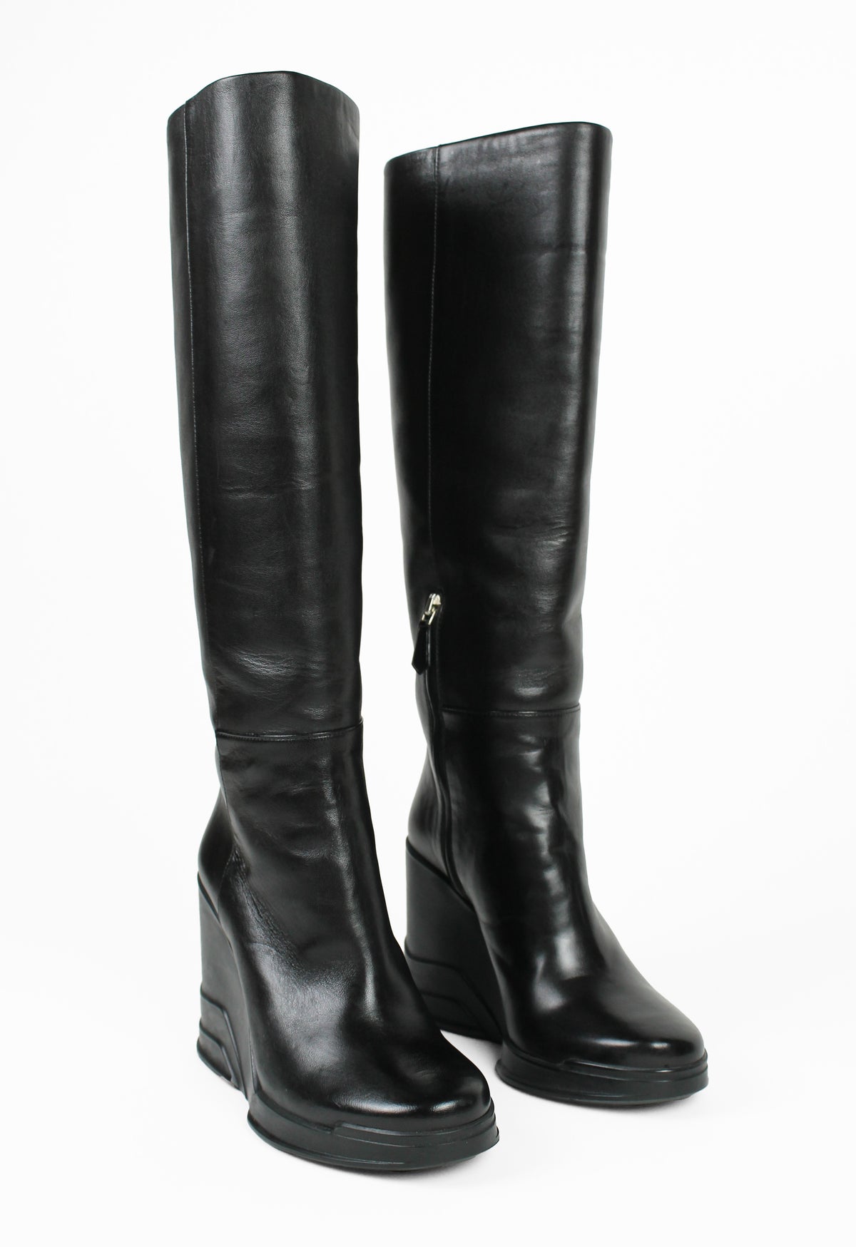 PRADA FW 2014 KNEE HIGH WEDGE BOOTS