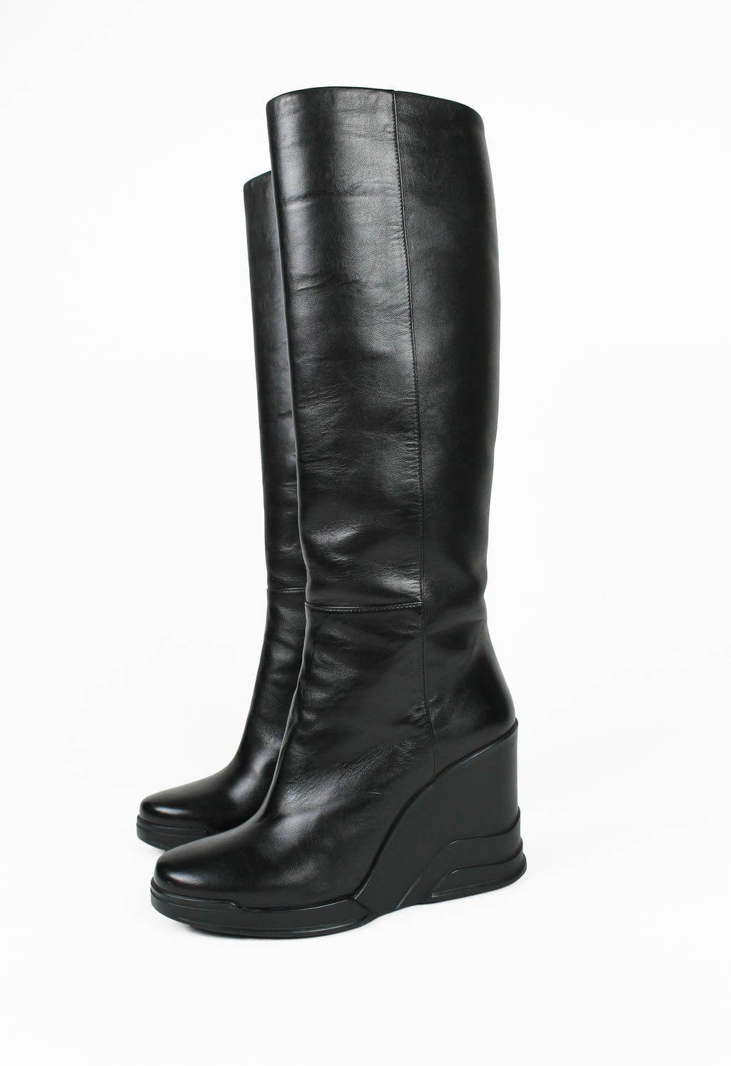 PRADA FW 2014 KNEE HIGH WEDGE BOOTS