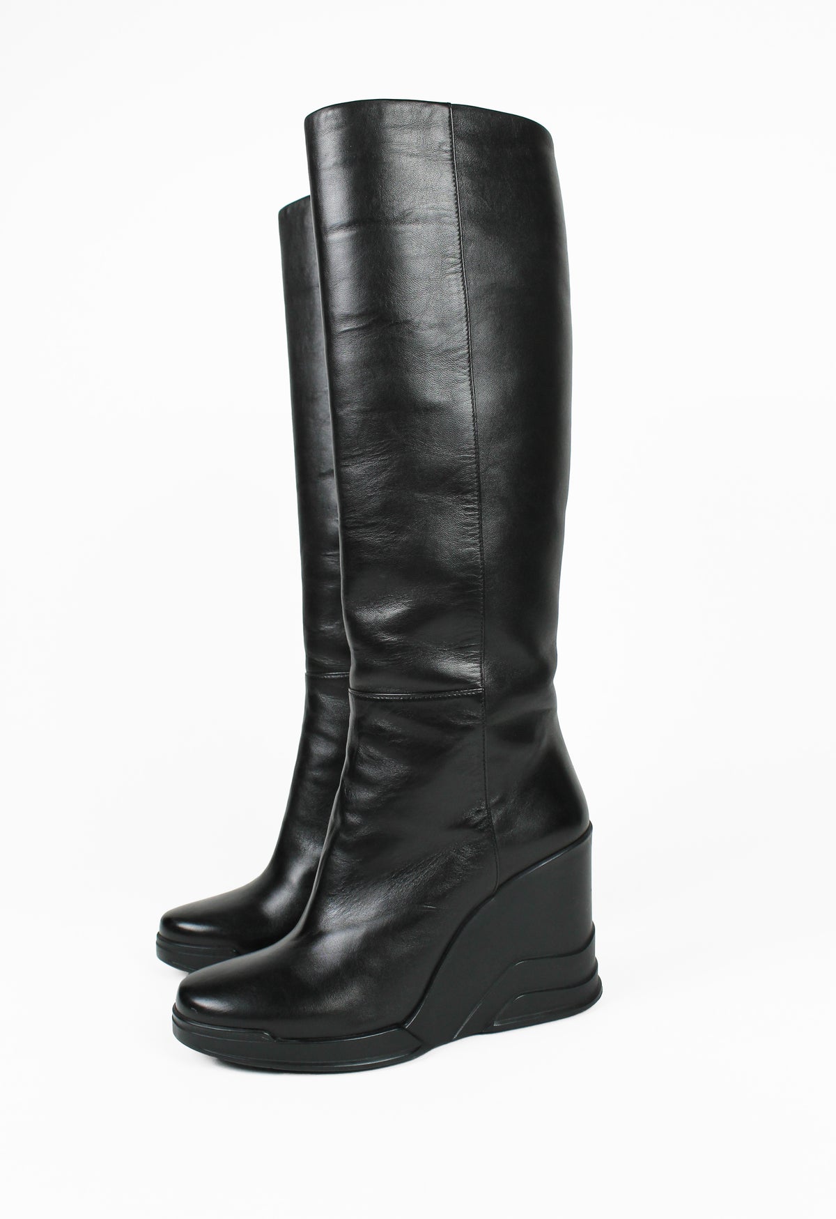 PRADA FW 2014 KNEE HIGH WEDGE BOOTS