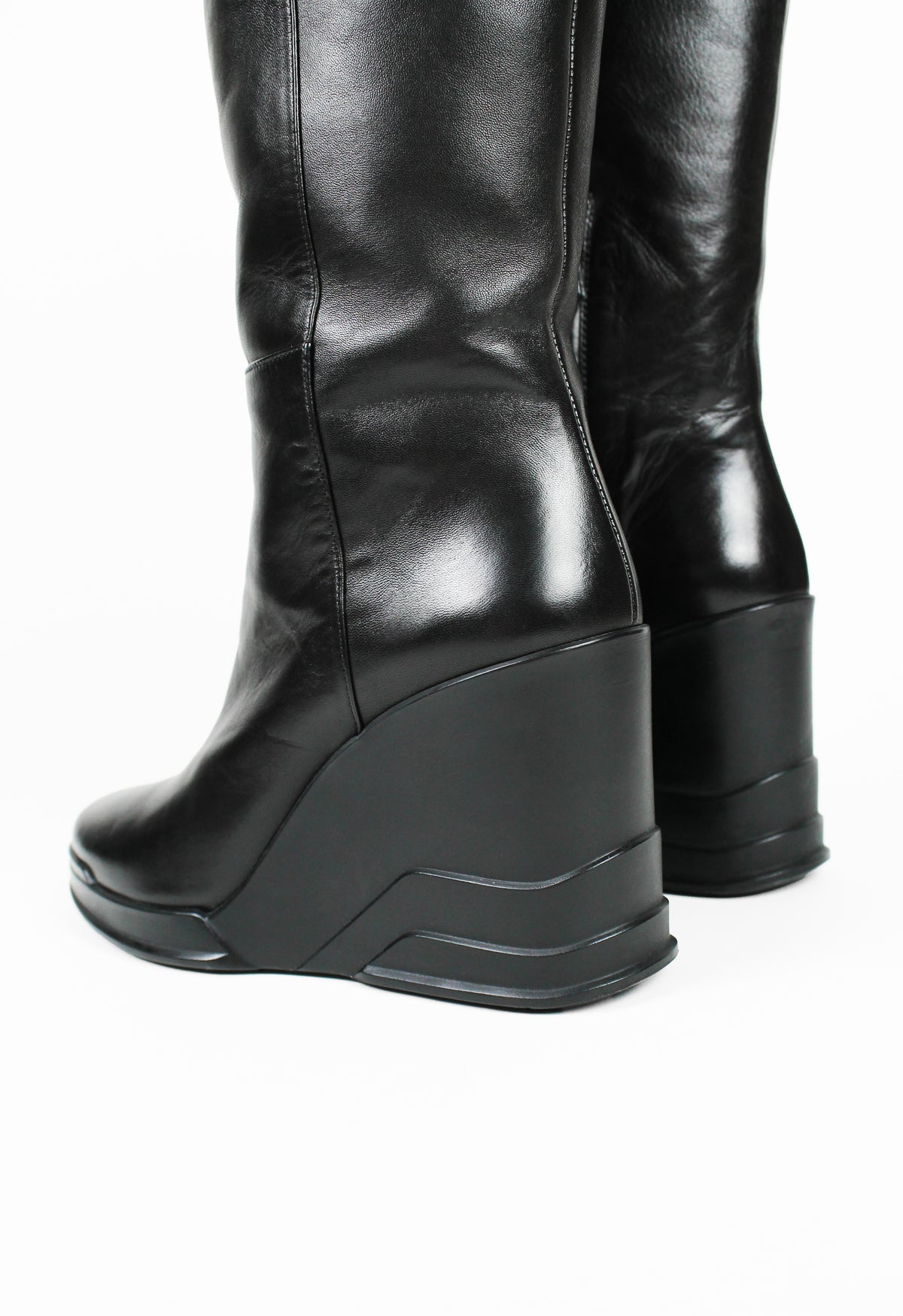 PRADA FW 2014 KNEE HIGH WEDGE BOOTS
