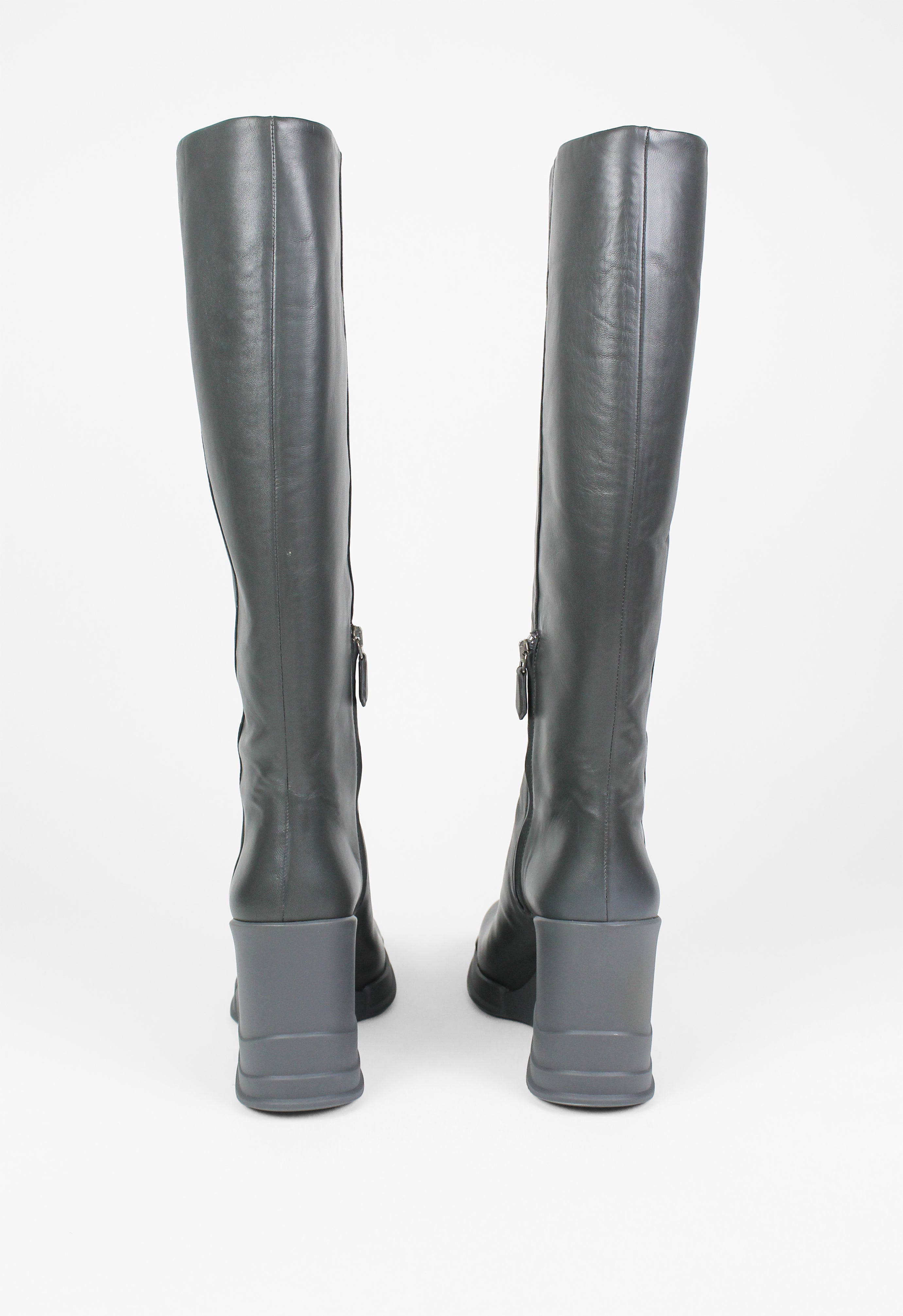 PRADA FW 2014 GREY KNEE HIGH WEDGE BOOTS