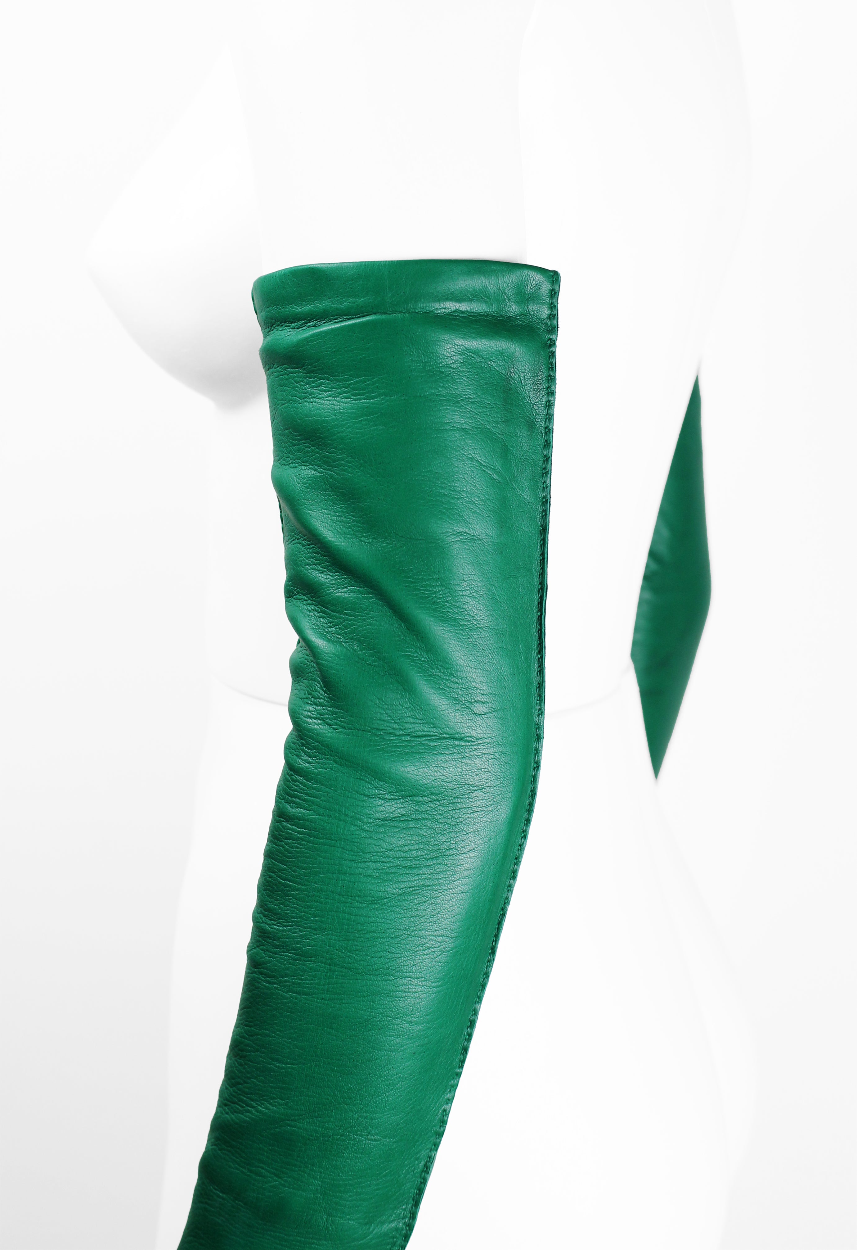 PRADA FW 2015 GREEN NAPPA LEATHER GLOVES
