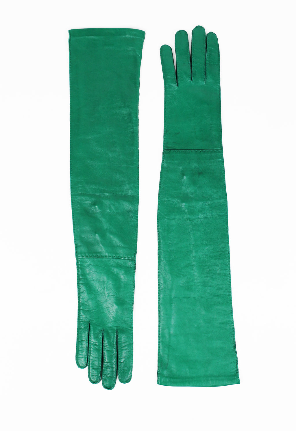 PRADA FW 2015 GREEN NAPPA LEATHER GLOVES