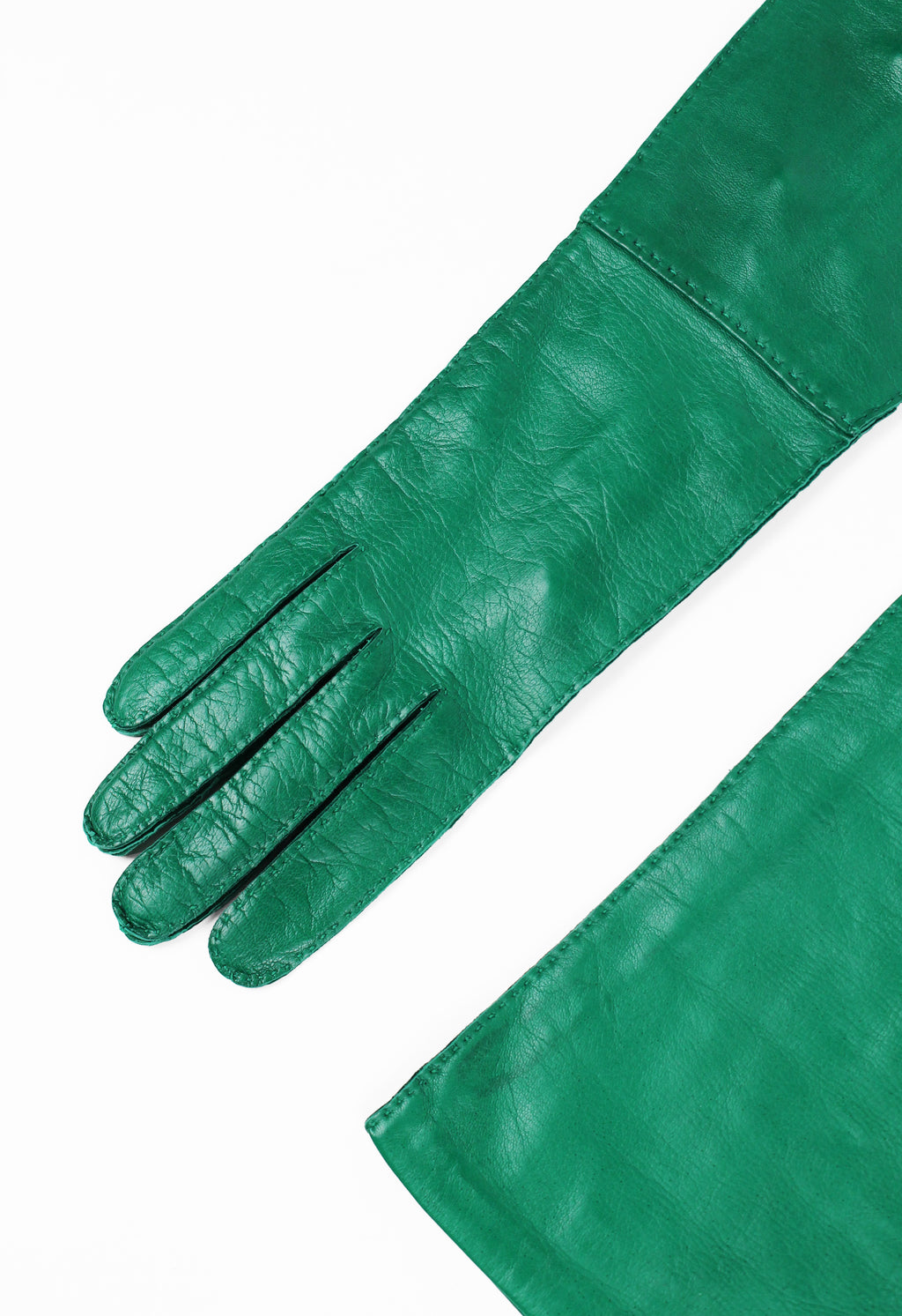 PRADA FW 2015 GREEN NAPPA LEATHER GLOVES