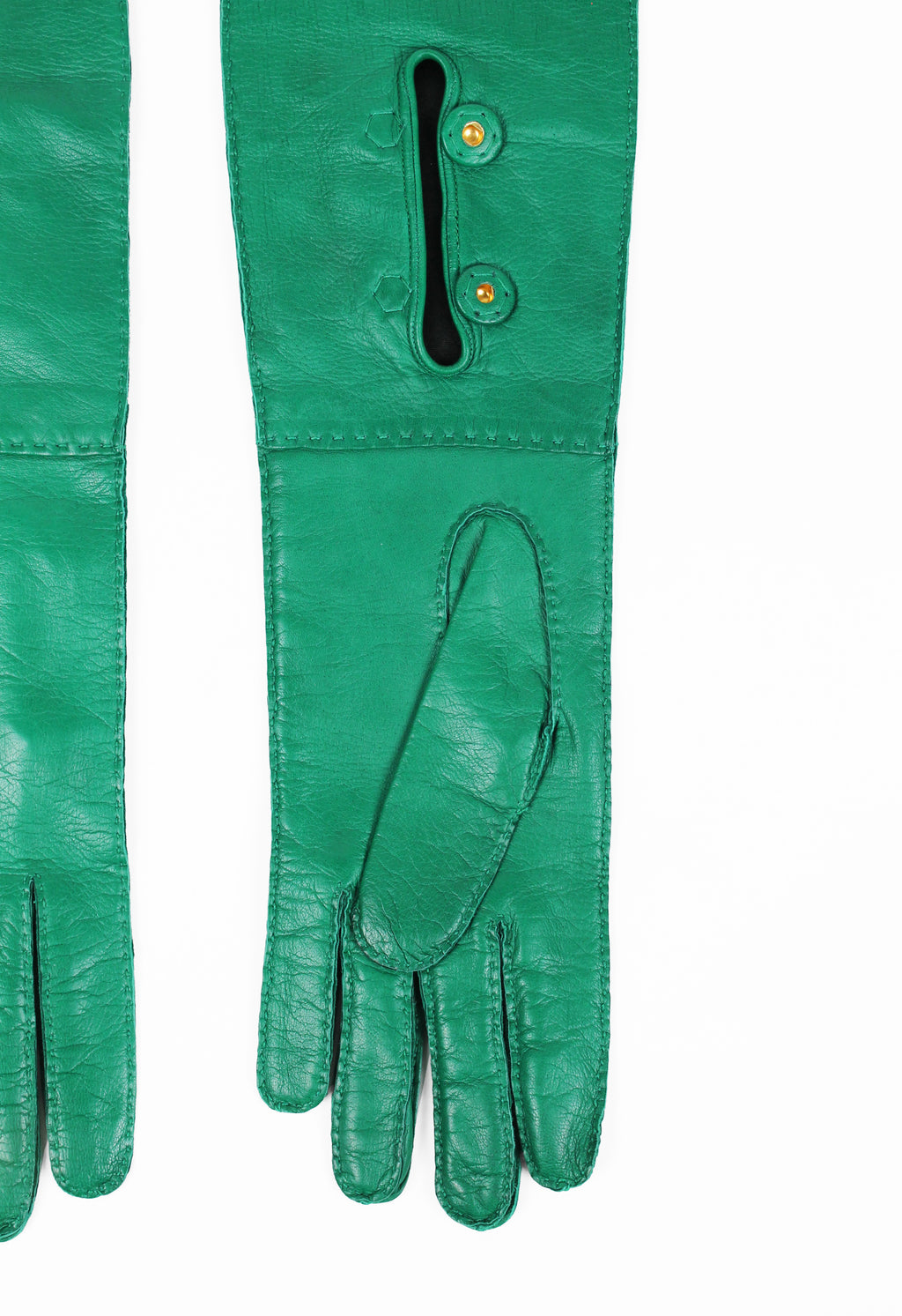 PRADA FW 2015 GREEN NAPPA LEATHER GLOVES