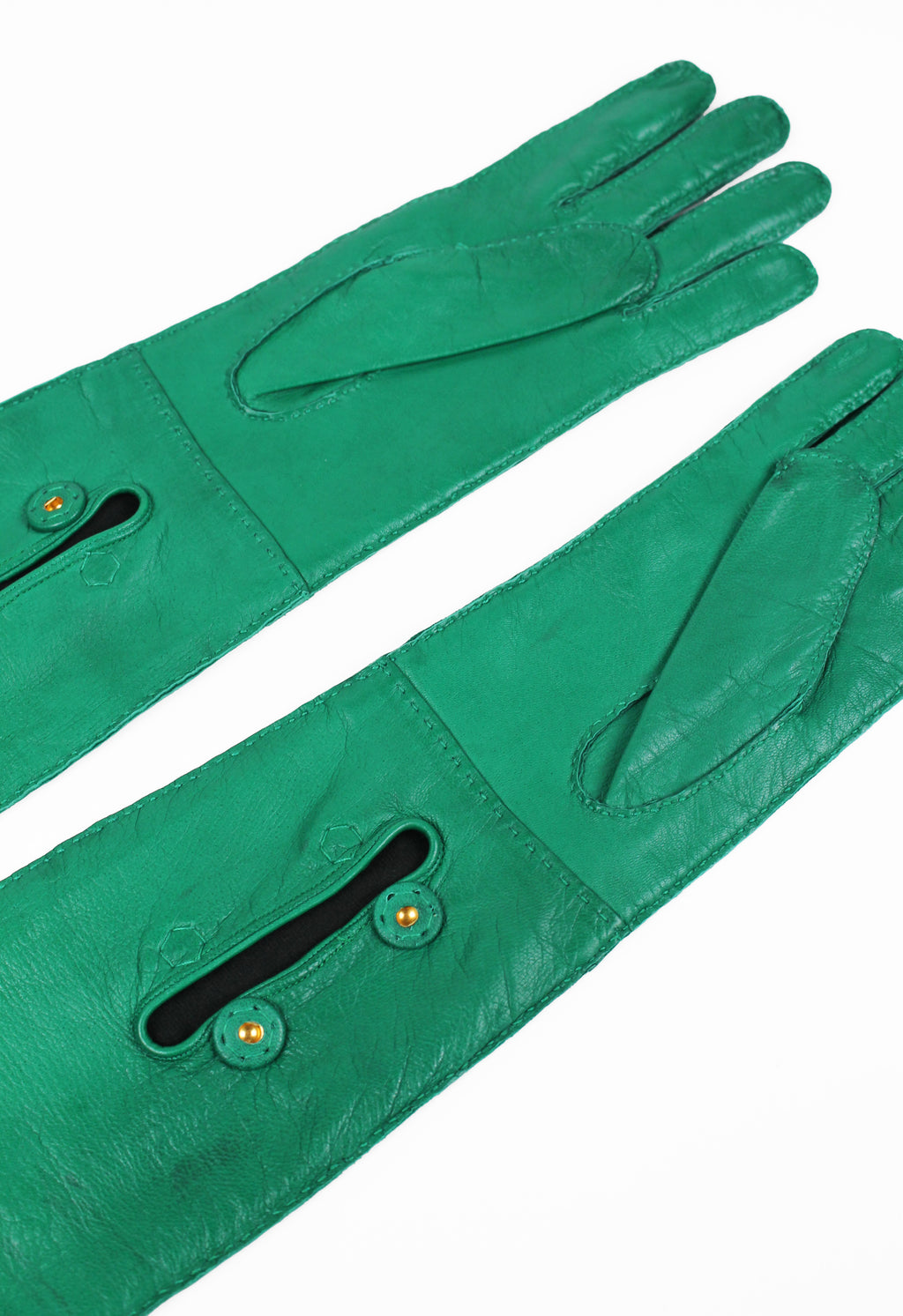 PRADA FW 2015 GREEN NAPPA LEATHER GLOVES