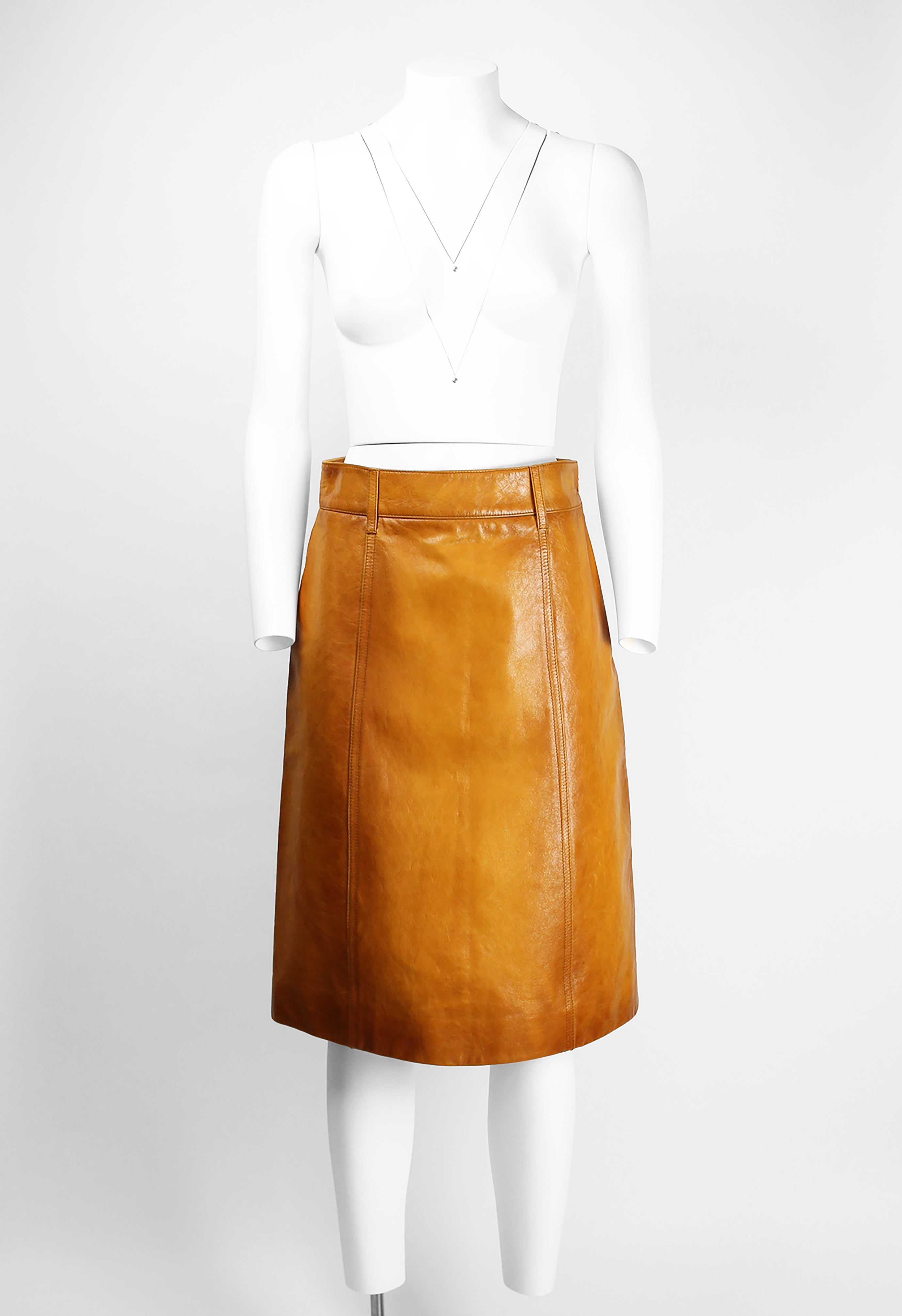 PRADA FW 2017 DYED LEATHER SKIRT
