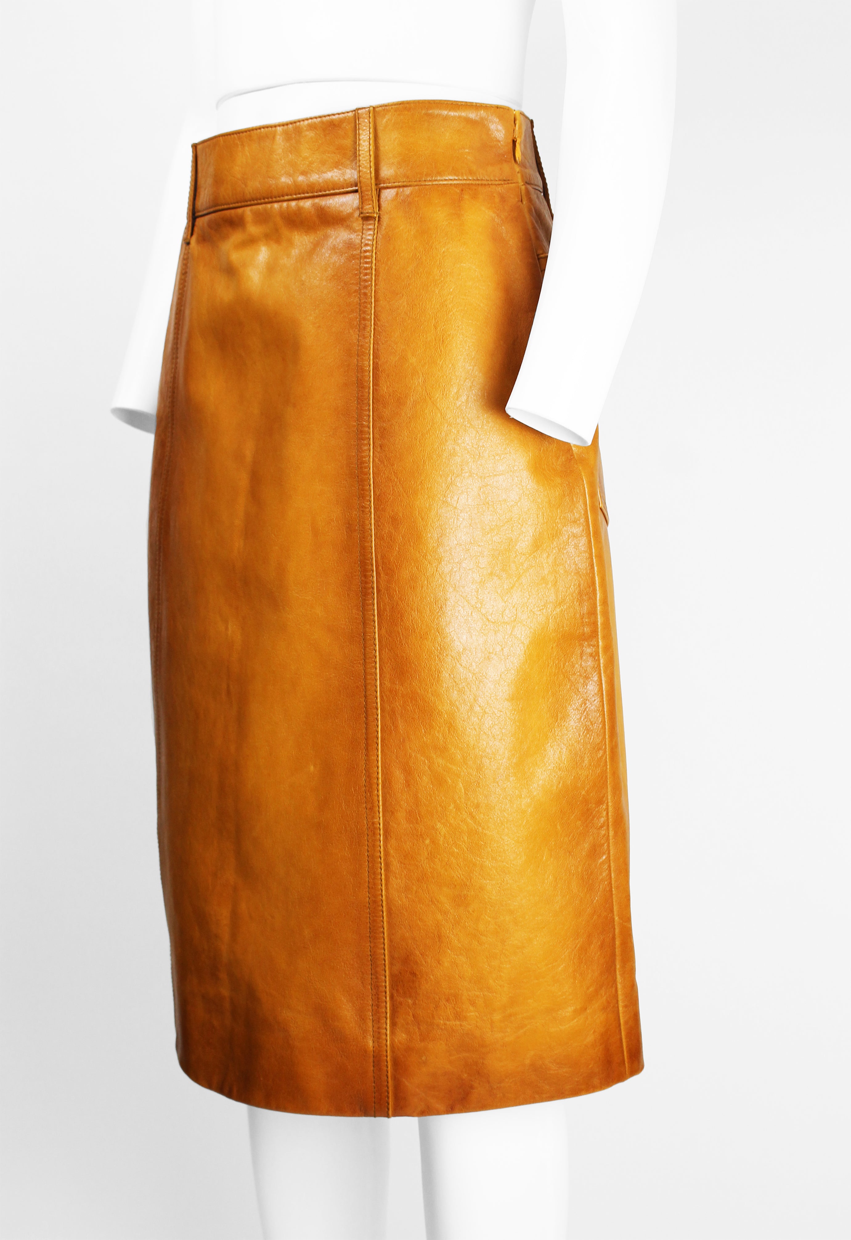 PRADA FW 2017 DYED LEATHER SKIRT