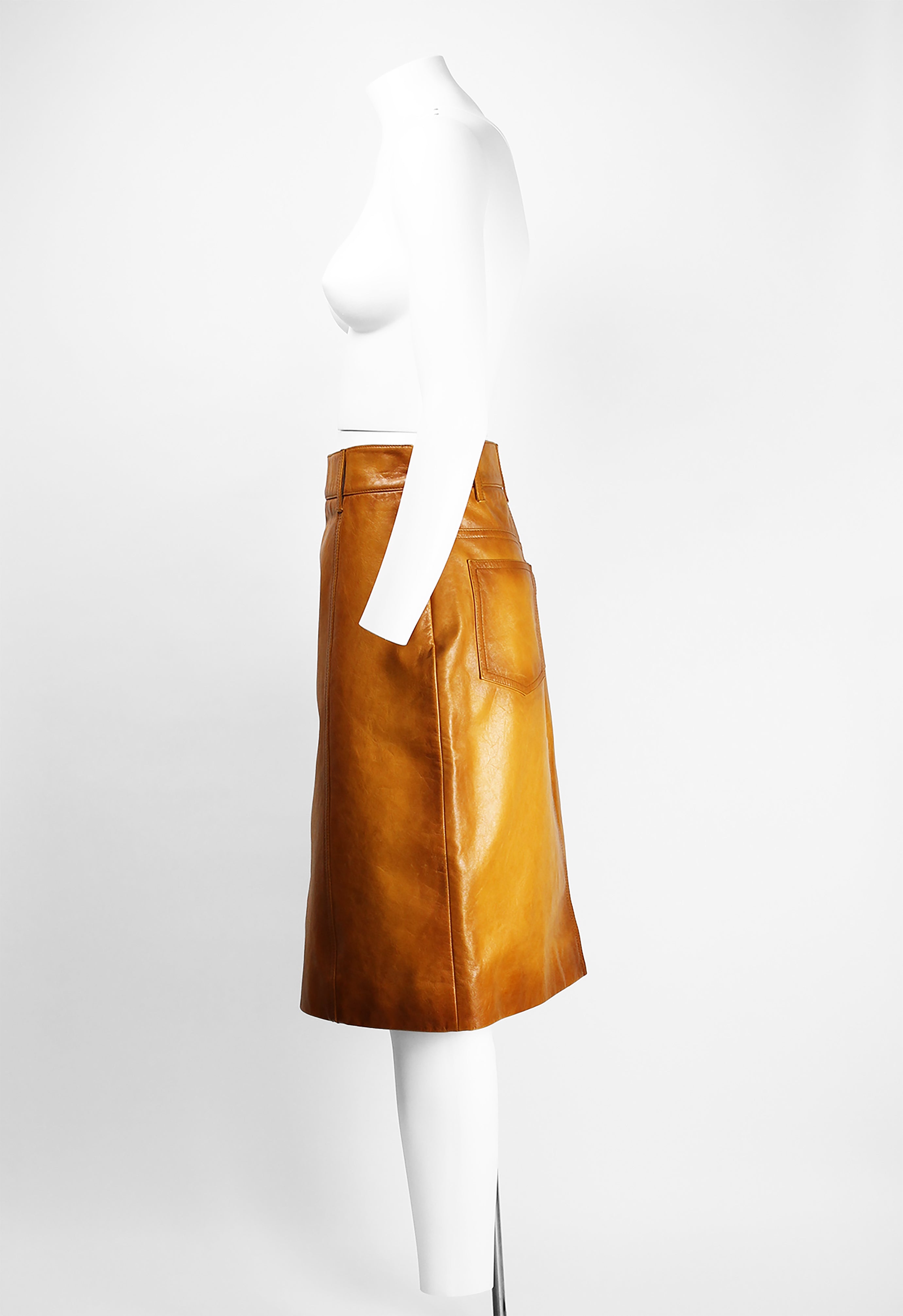 PRADA FW 2017 DYED LEATHER SKIRT