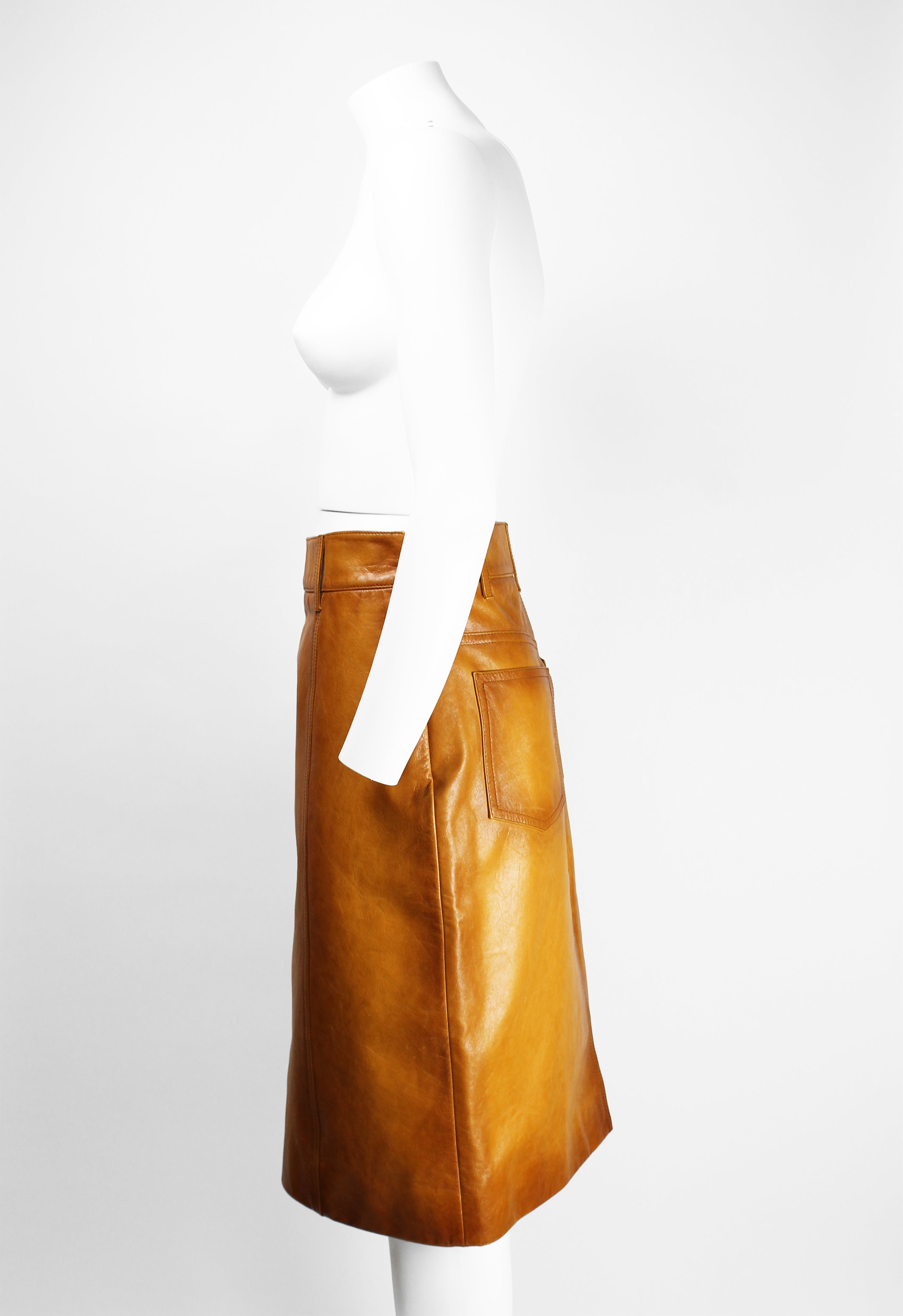 PRADA FW 2017 DYED LEATHER SKIRT