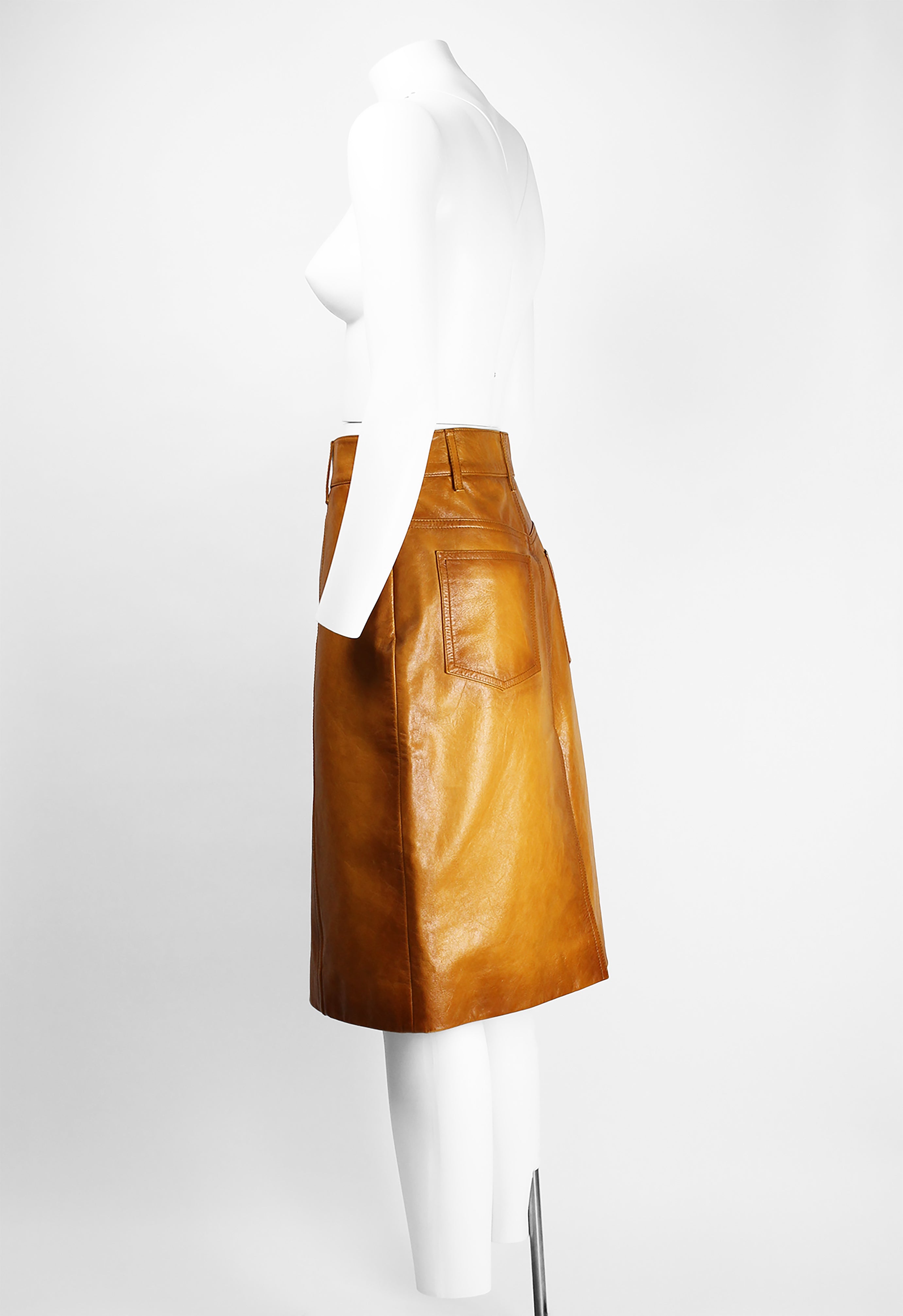 PRADA FW 2017 DYED LEATHER SKIRT