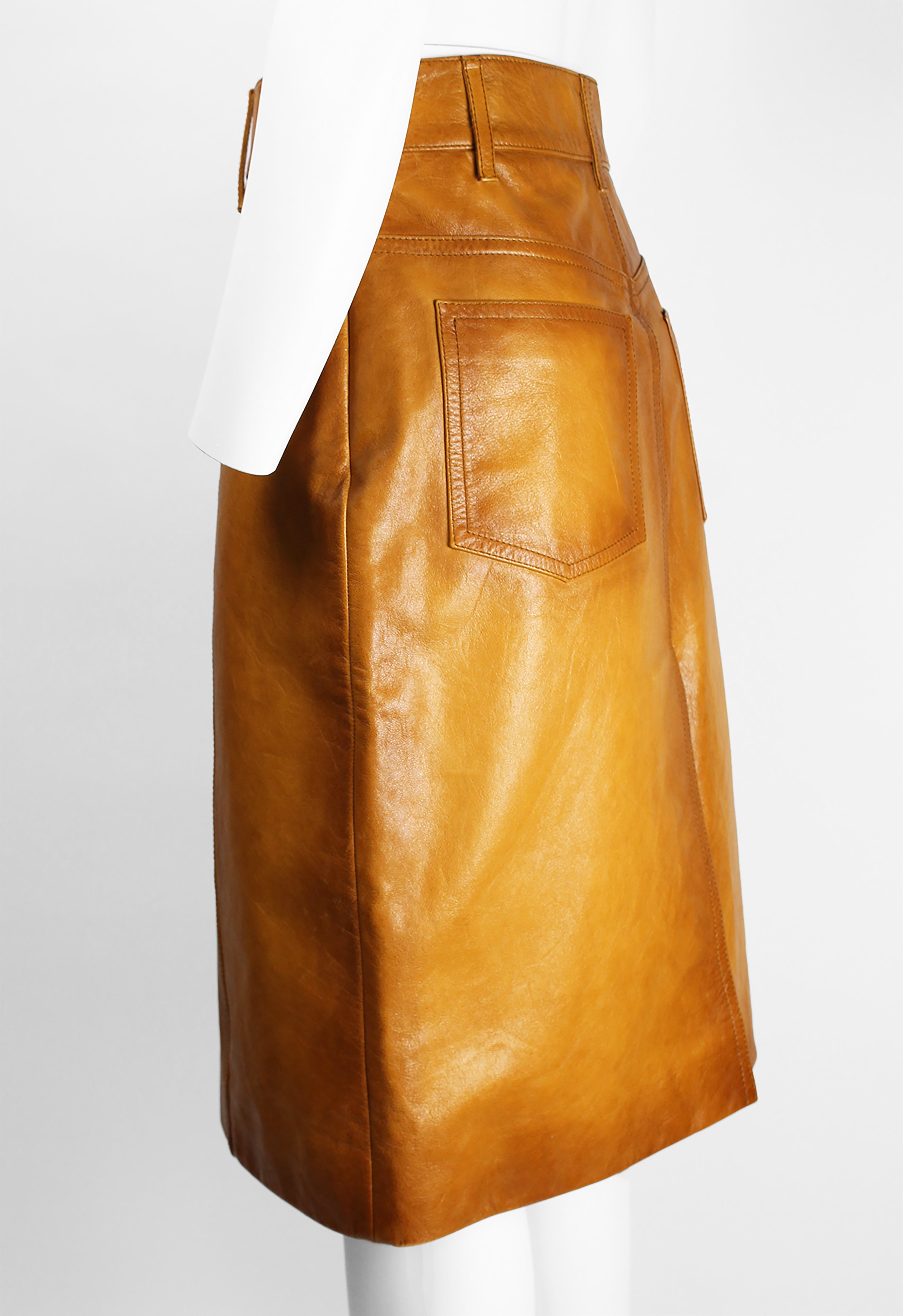 PRADA FW 2017 DYED LEATHER SKIRT