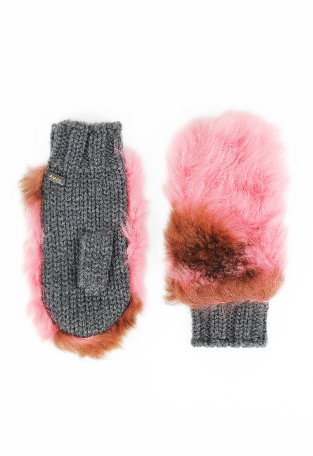 PRADA FW 2017 PINK FUR MITTENS