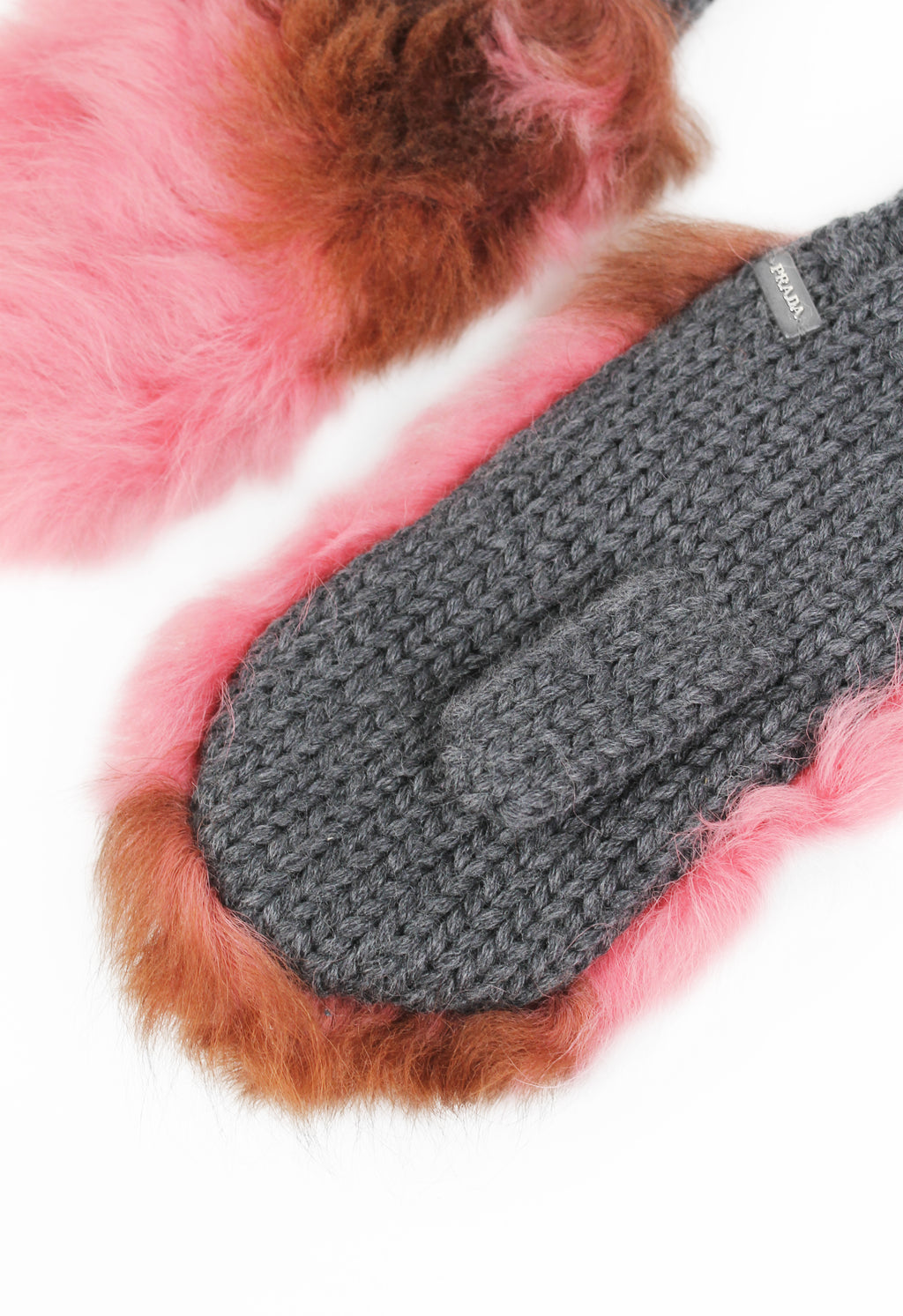 PRADA FW 2017 PINK FUR MITTENS