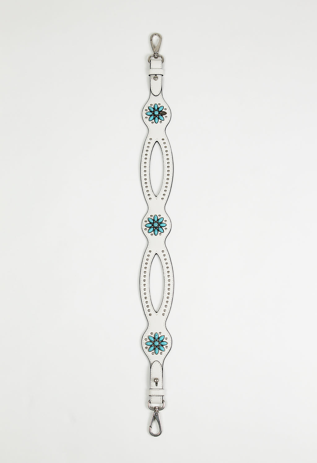 PRADA TURQUOISE STONE FLOWER STUDDED BAG STRAP
