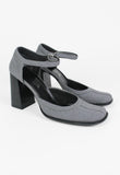 PRADA FW 1999 GREY SQUARE TOE BLOCK HEELS