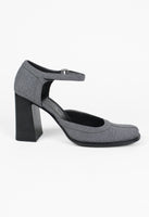 PRADA FW 1999 GREY SQUARE TOE BLOCK HEELS