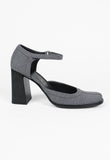 PRADA FW 1999 GREY SQUARE TOE BLOCK HEELS