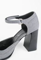 PRADA FW 1999 GREY SQUARE TOE BLOCK HEELS