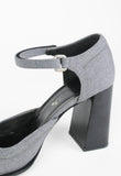 PRADA FW 1999 GREY SQUARE TOE BLOCK HEELS