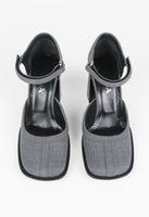 PRADA FW 1999 GREY SQUARE TOE BLOCK HEELS