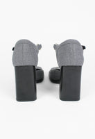PRADA FW 1999 GREY SQUARE TOE BLOCK HEELS