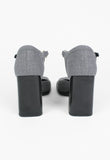 PRADA FW 1999 GREY SQUARE TOE BLOCK HEELS